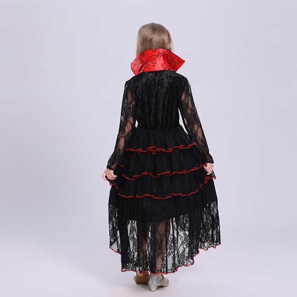 Häxa vampyrdräkt för barn, Typ D med halsband (M 120-130CM)