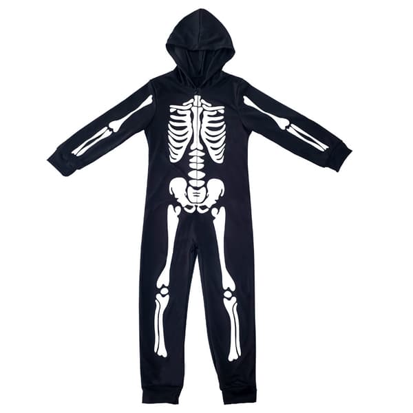 Skelettdräkt för barn som lyser i mörkret, Halloweenfestklänning (Size S)