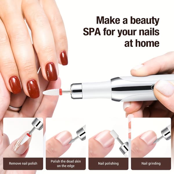 Negleslibemaskine egnet til manicure og pedicure (hvid)
