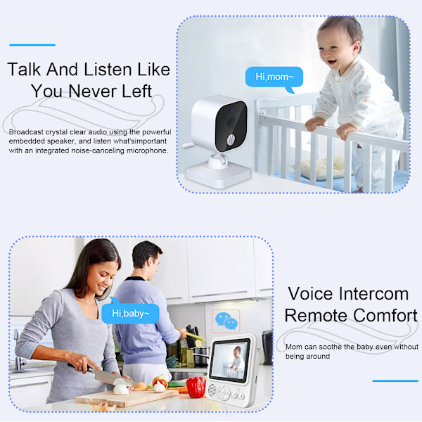 AMB900 Babyalarm 720P HD 2,8-tommers Skærm Tovejs Stemme Intercom Nattesyn Infrarød