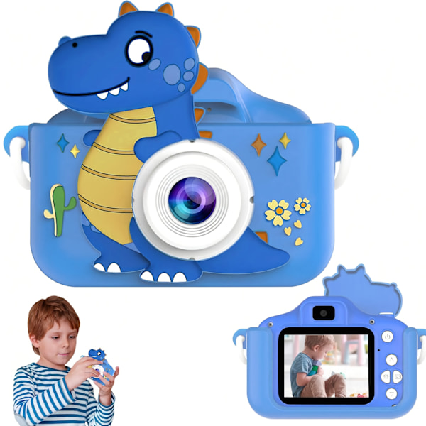 Digitalkamera 1080P Børn Dobbeltkamera Med Videofunktion Blå