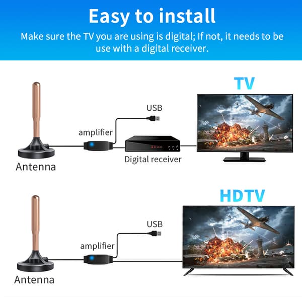 TV Antenne HD Antenne DVB-T2 Signalforstærker