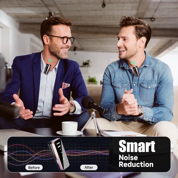 Trådlös Mikrofon för Rem/Laddningsfodral för Iphone Ipad, 12 Timmars Batteritid, Brusreducering, 2-pack