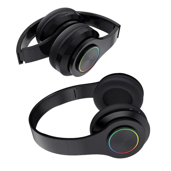 True Wireless Bluetooth Hörlurar Vikbart Bluetooth Headset, Stereo Mikrofon, Uppladdningsbara Hörlurar Svart
