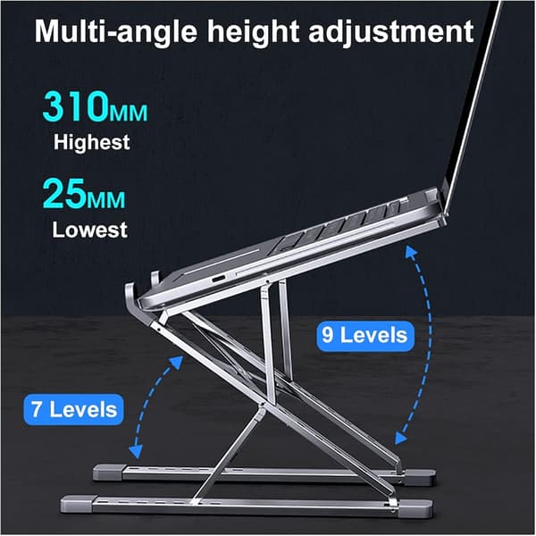 Laptop stand Dobbelt Lag Justerbar Højde Foldbar (Sølv)