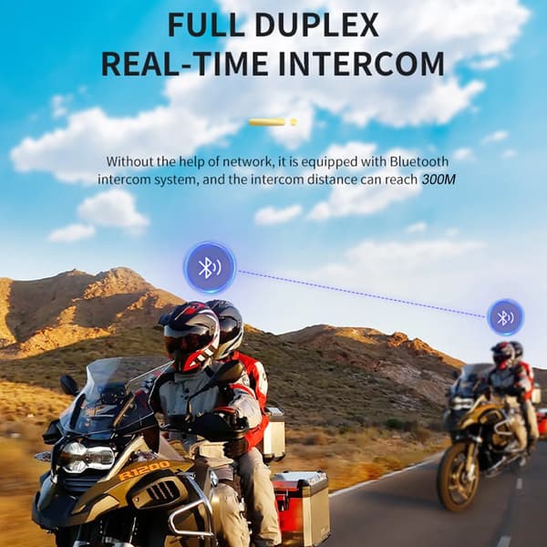 Motorcykelhjelm Intercom Headset BT-12B vandtæt Bluetooth Headset Intercom Støjreduktion