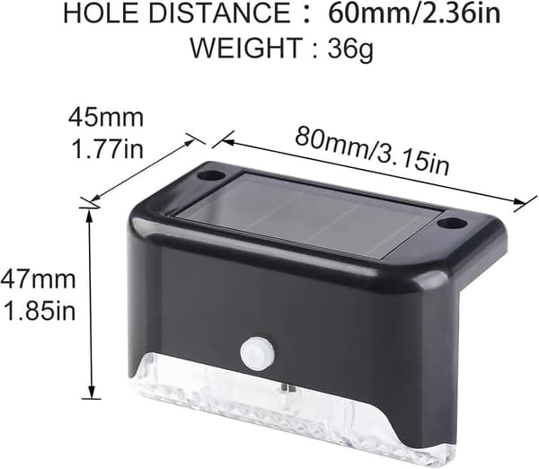 Solcellelamper 8 stk. Solcelle LED-lamper, vanntette dekklys svart skall (varmt lys)