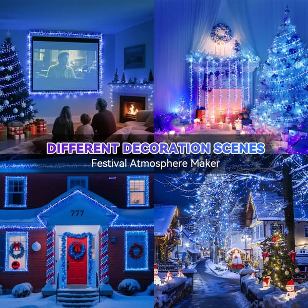 Julelys, LED lyskæde, 10M 100 LED stjernelys, 8 tilstande (blåt lys)