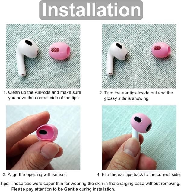 Öronproppar för AirPods3 Silikon 3 par (Ljusrosa)