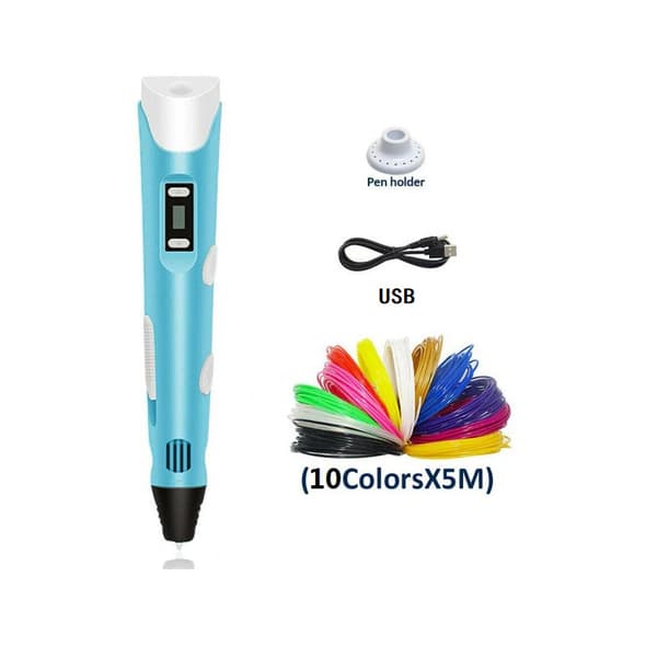 3D-penna med 50 meter PLA-filament blå