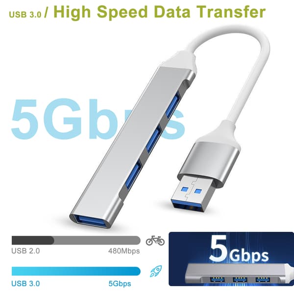 USB 3.0 Hub 4 i 1 USB Port Hub Splitter 5Gbps Dataöverföringsadapter för Laptop Xbox