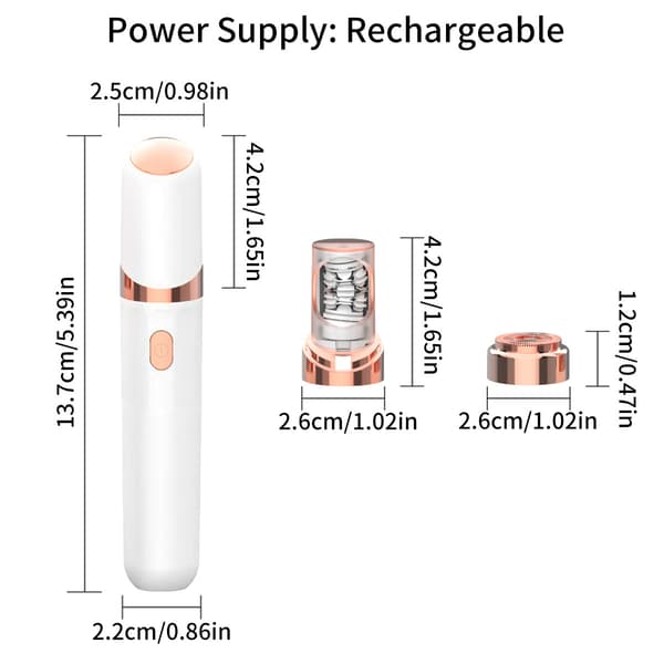 Epilator, 2-i-1 hårfjerningsapparat til kvinder, USB genopladelig, bikinitrimmer (hvid)