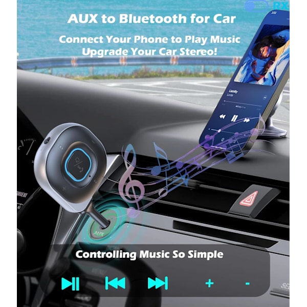 Bluetooth Transmitter Smart Håndfri Opkald Aux Audio Receiver Til Tv Computer Bil Audio Adapter (Grå)