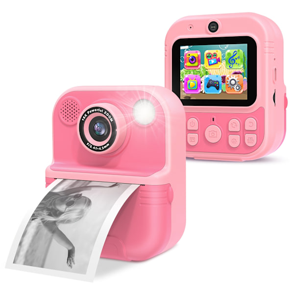 Digitalt Kamera Børns Instant Print Digitalkamera Med Blitzlys Musikspil Pink