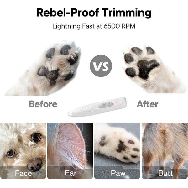 USB Genopladelig Lavt Støjende Kæledyrshårtrimmer med LED-lys til Små Hunde Katte Trimning pink