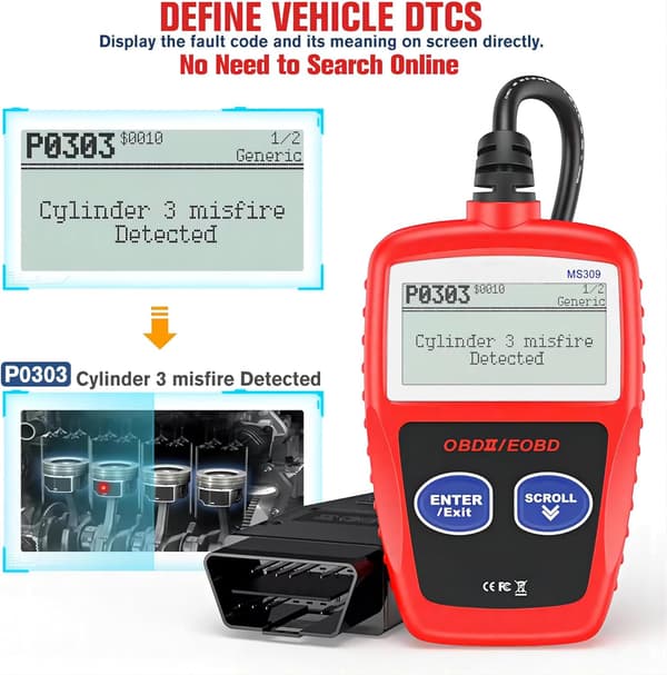 Automatisk Bil Diagnostikverktyg OBD2 EOBD Skanner Läser och Raderar Felkoder Visar Frysta Data