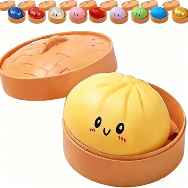 Dumpling Squishy Stressboll, stressavlastande sensorisk klämboll (gul)