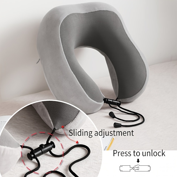 Ergonomisk U-formad Resekudde i Memory Foam Grå
