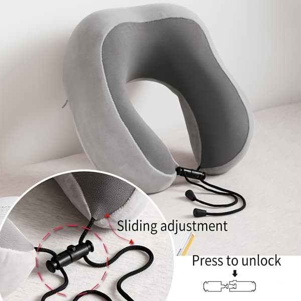 Ergonomisk U-formet Reisepute i Memory Foam, Grå