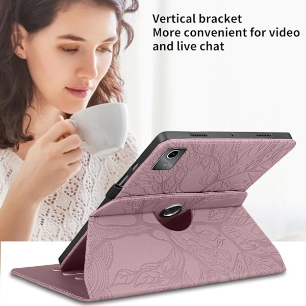 Fodral för Lenovo Tab M11 11 2024 TB330FU Trädmönster rosa