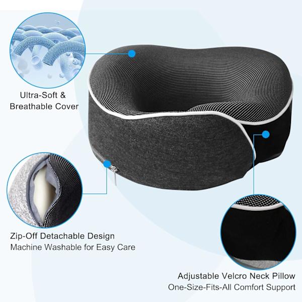 Nackkudde Memory Foam U-formad Resekudde 360° Nackskydd Med Ögonmask Och Öronproppar