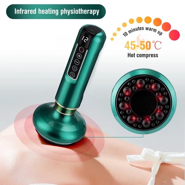 Massageapparat med sug-, skrap- och värmekoppningsfunktioner (vit)