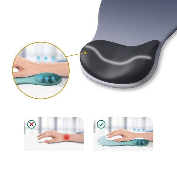 Halkfri musmatta med memory foam och gel-handledsstöd (rosa)