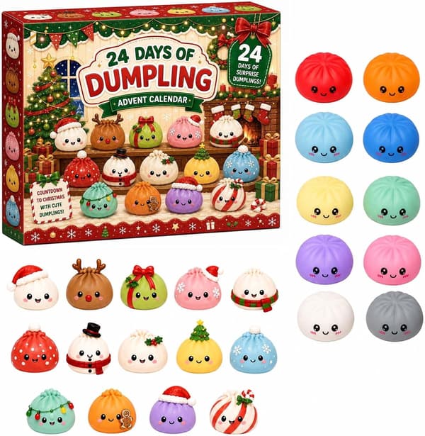 Adventskalender 2026, 24 dagars julnedräkning, 24 överraskande dumpling-squishies leksaker