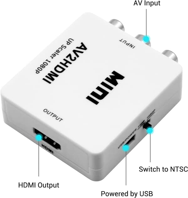 AV til HDMI-konverter, HD-lydadapter svart