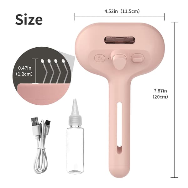 USB genopladelig kæledyrs dampbørste til langhårede/korthårede kæledyr, pink