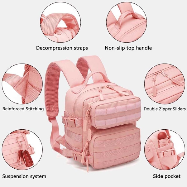 Vandringsryggsäck, 9L Liten Bergsklättringsväska (Rosa)