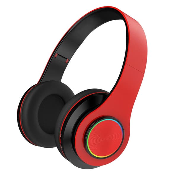 True Wireless Bluetooth Hörlurar Vikbart Bluetooth Headset, Stereo Mikrofon, Uppladdningsbara Hörlurar Röd