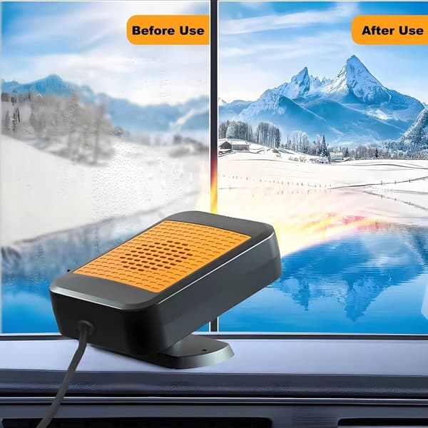 Bilvarmer 12V frontrute defroster og duggfjerner (oransje)