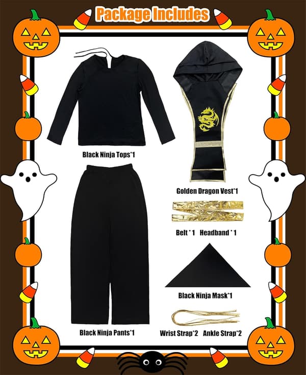 Halloween Ninja Kostyme for Barn (L)
