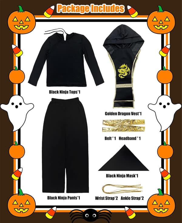 Halloween Ninja Kostyme for Barn (M)