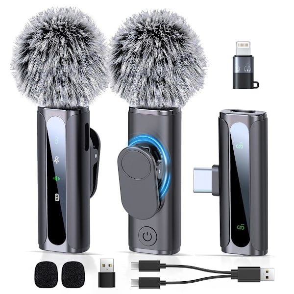 Lavalier Mikrofon Trådløs Mini Støjreducerende Til Live Video Interview Vlog Egnet Til Apple Android
