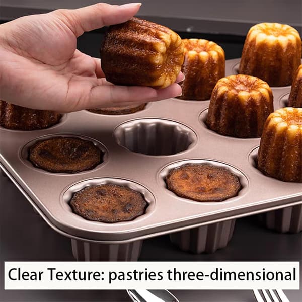 Kakeform, karbonstål non-stick canelé-former