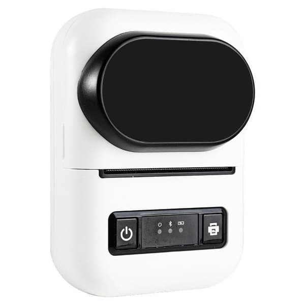 Bluetooth termoskrivare med 2 rullar 50x30 etikettpapper Vit