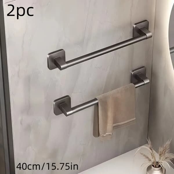 2 kpl Aseharmaa Seinään Kiinnitettävä Pyyheteline Ilman Porausta (40cm)