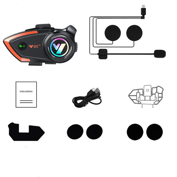 Motorsykkel Intercom Headset Y80-2X Svart