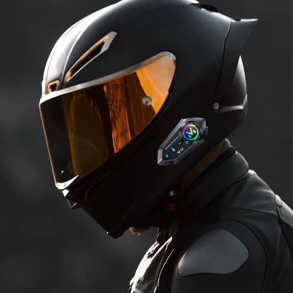Bluetooth Motorcykelhjelm Intercom Headset V12 Sort