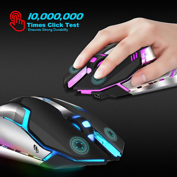 2.4G trådlös gamingmus RGB Färgglatt ljus 2400dpi