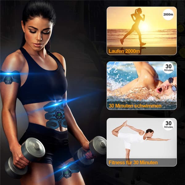 Muskelstimulator Smart Abdominal Muskel Patch 6 Tilstande 19 Niveauer Styrketræner (Blå)