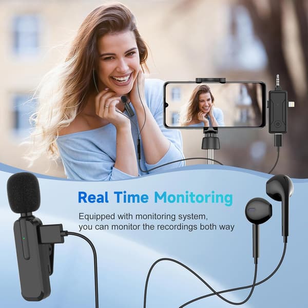 Bluetooth Trådlös Lavalier Mikrofon För Iphone Ipad Android För Youtube Videoinspelning Podcast Tiktok Videoblogg