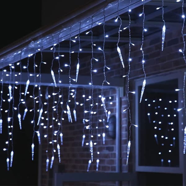 Julelys, LED lyskæde, 8 tilstande istapslys (4M hvidt lys)