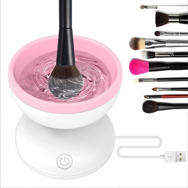 Automatisk makeupbørste-renser (pink)