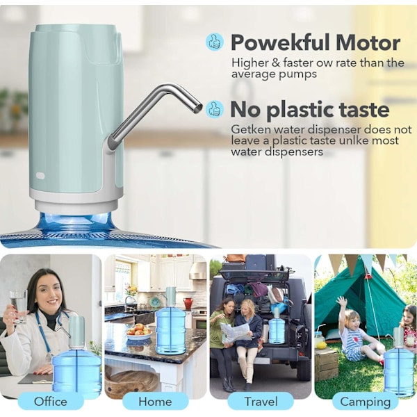 Automatisk vattenpump USB elektrisk vattendispenser 5 gallon flaska elektrisk vattenpump blå
