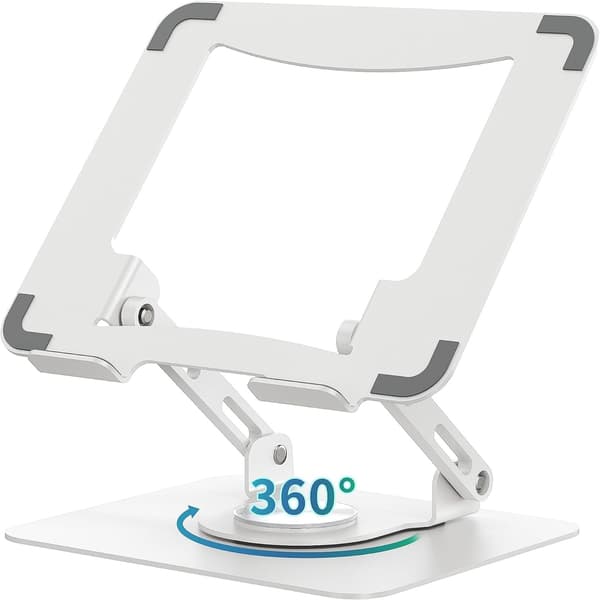 Laptopställ Justerbar Höjd Hopfällbart med 360° Vridbar Bas (Vit)