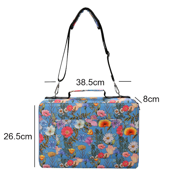 384 rum Farveblyant Etui - Twill Oxford Blyantholder med Lynlåslukning Organizer Blå