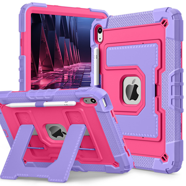 Fodral för iPad 10.2 7:e (2019)/8:e (2020)/9:e (2021) Anti-Fall Ställ (Rosröd)